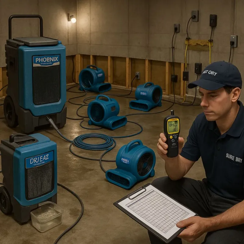 Structural Drying and Dehumidification process in Barling, AR